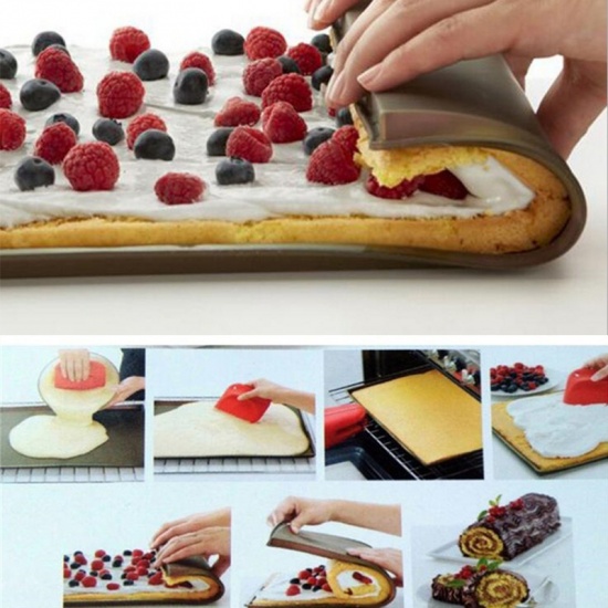 Immagine di Silicone Baking Mat Rolling Pad Non-stick Rectangle Coffee 31cm(12 2/8") x 26cm(10 2/8"), 1 Piece