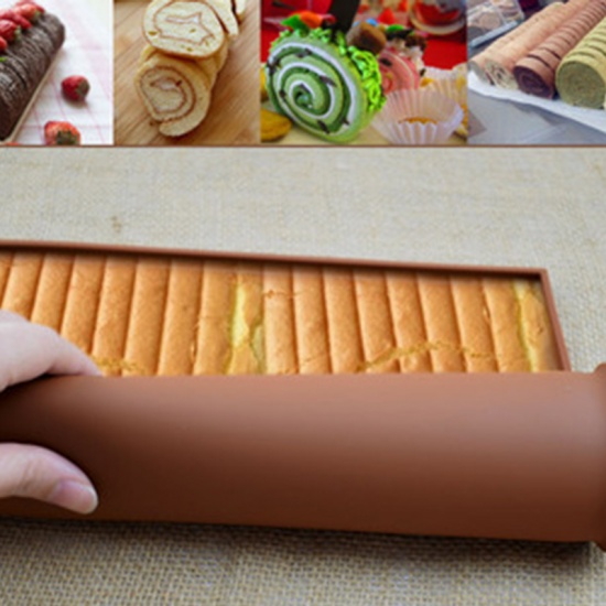 Immagine di Silicone Baking Mat Rolling Pad Non-stick Rectangle Coffee 31cm(12 2/8") x 26cm(10 2/8"), 1 Piece