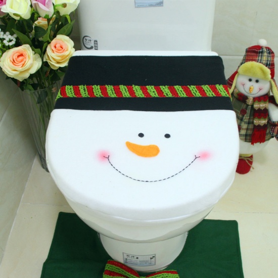 Picture of Nonwovens Toilet Seat Cover Christmas Snowman Black & White 42.5cm(16 6/8") x 35cm(13 6/8"), 1 Piece