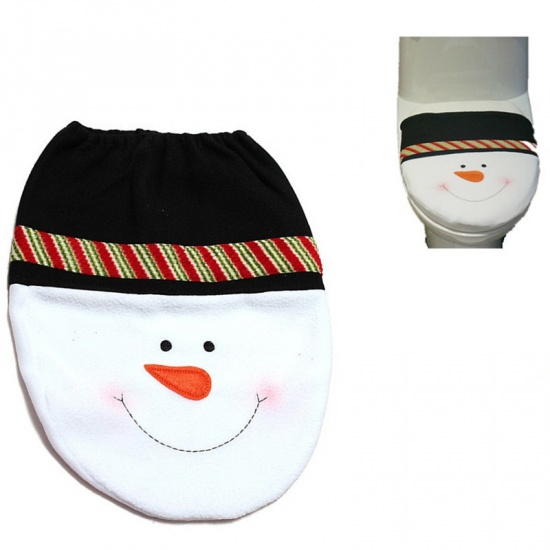 Immagine di Nonwovens Toilet Seat Cover Christmas Snowman Black & White 42.5cm(16 6/8") x 35cm(13 6/8"), 1 Piece