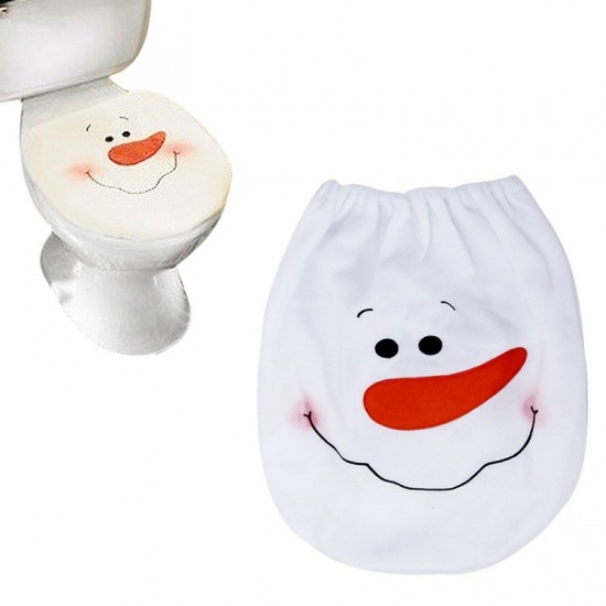 Picture of Fancy Household Christmas Santa Toilet Seat Cover and Rug Bathroom Set