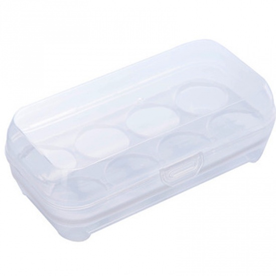 Immagine di PP 8 Grids Egg Holder Storage Box Refrigerator Crisper Rectangle White Transparent 20cm(7 7/8") x 11cm(4 3/8"), 1 Piece