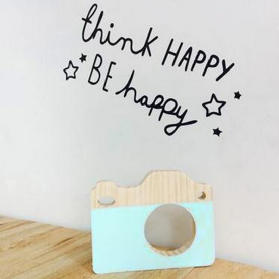 Picture of Pine Wood Home Decoration Baby Children Toy Camera Mint Green 15.5cm(6 1/8") x 13cm(5 1/8"), 1 Piece