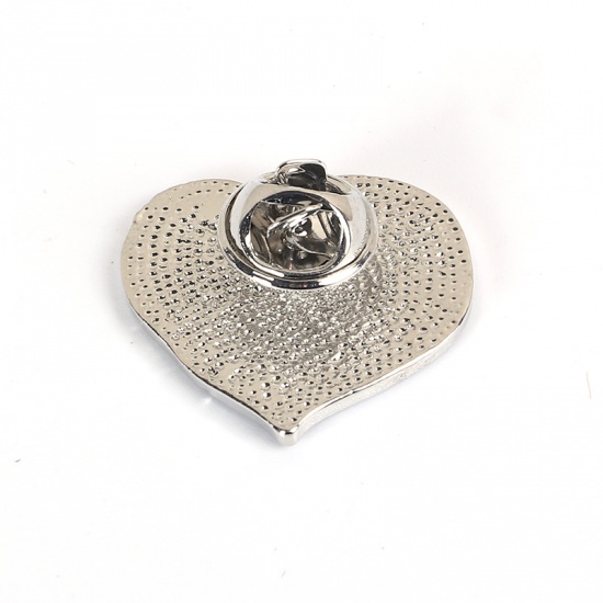 Bild von Hemdkragen Krawatte Broschennadel Herz Schwarz Emaille 25mm x 23mm, 1 Stück