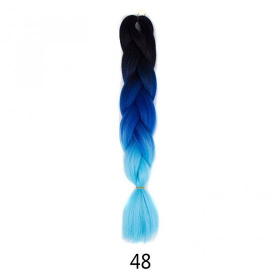 Immagine di 48 # Nero Sky Blue sfumatura filo ad alta temperatura African Viscera Ponytail Wig-1 pezzo