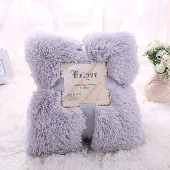 Picture of Polyester Blanket Rectangle Gray 200cm(78 6/8") x 160cm(63") , 1 Piece