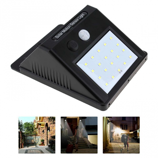 Picture of ABS Home Decoration Solar Sensor Wall Light Black Waterproof 12.4cm(4 7/8") x 9.6cm(3 6/8"), 1 Piece