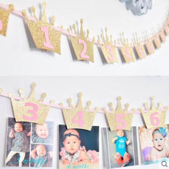 Picture of Paper Party Decorations Banner Party Decoration Photo Frame Crown Golden, 1 Piece