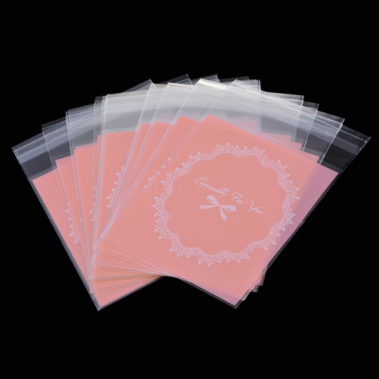 Bild von Tüte Beutel Tasche für Süßigkeiten Bonbons OPP Rechteck Hot Pink (Nutzbarer Raum: 10cm x 10cm) 13cm x 10cm, 50 Stück