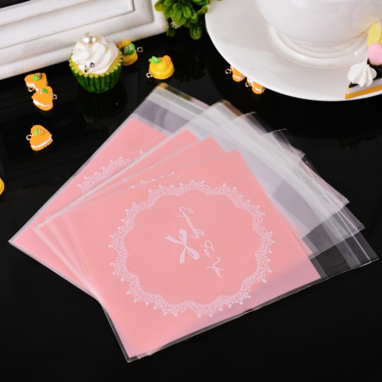 Bild von Tüte Beutel Tasche für Süßigkeiten Bonbons OPP Rechteck Hot Pink (Nutzbarer Raum: 10cm x 10cm) 13cm x 10cm, 50 Stück