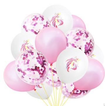 Picture of Latex Balloon Party Horse Animal White & Pink Sequins, 1 Set ( 15 PCs/Set)