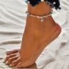Picture of Natural Shell Anklet Antique Silver Color Star Fish 23cm(9") long, 1 Piece