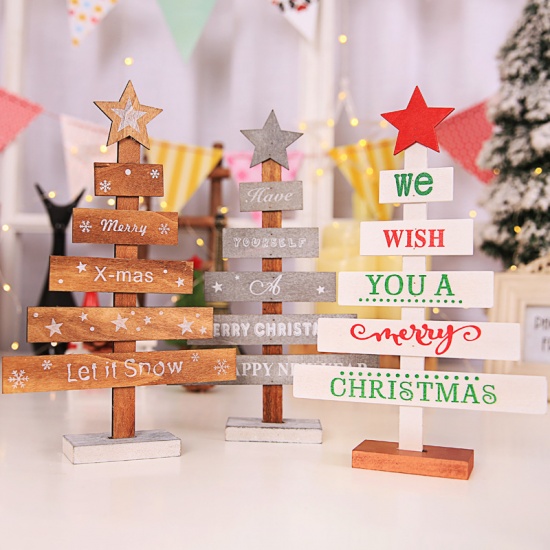 Picture of Wood Ornaments White Christmas Tree 27.5cm(10 7/8") x 8cm(3 1/8"), 1 Piece
