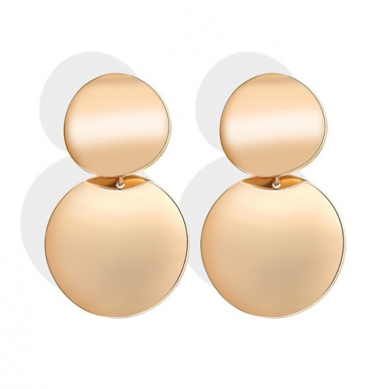 Picture of Earrings Gold Plated Round 45mm(1 6/8") x 27mm(1 1/8"), 1 Pair