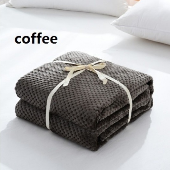 別珍 赤ちゃん 毛布 コーヒー色 格子柄 パターン 150cm x 100cm、 1 本 の画像