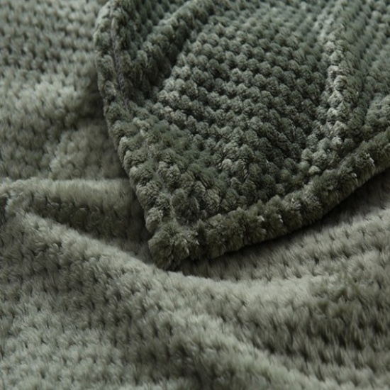 別珍 赤ちゃん 毛布 陸軍グリーン 格子柄 パターン 150cm x 100cm、 1 本 の画像