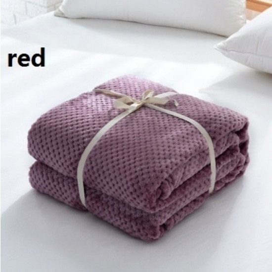 Picture of Velvet Baby/ Newborn Blanket Russet Red Grid Checker Pattern 150cm(59") x 100cm(39 3/8"), 1 Piece