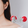 Picture of Brass Double Sided Ear Post Stud Earrings Red Ball Christmas Snowman Christmas Tree Clear Rhinestone 10mm( 3/8"), 12mm( 4/8") Dia., 1 Pair                                                                                                                    