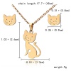 Изображение Нержавеющая Сталь Комплект Ожерелья и Серьги Позолоченный Кошка 45см Длина, 0.9cm x 0.8см, 1 Комплект