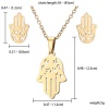 Picture of Stainless Steel Jewelry Necklace Earrings Set Gold Plated Hamsa Symbol Hand 45cm(17 6/8") long, 1.2cm( 4/8") x 0.8cm( 3/8"), 1 Set