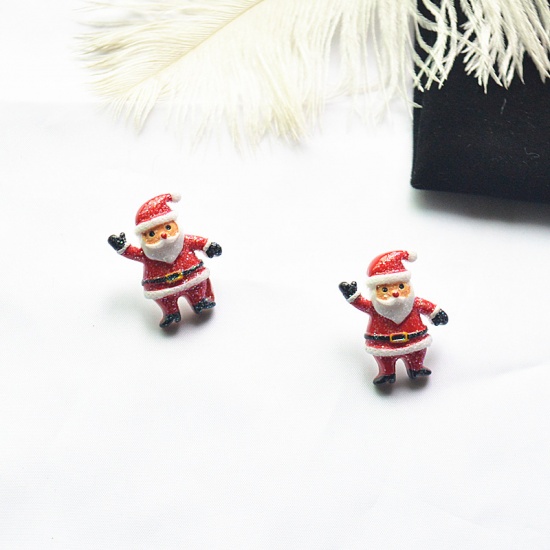 樹脂 イヤリング 赤 クリスマス・サンタクロース 25mm、 1 ペア の画像