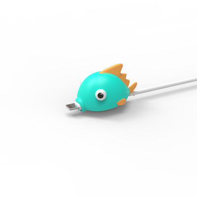 Bild von Silikon Ladekabel Schutz Für iPhone Cyan Fisch 5.5cm x 4cm, 1 Stück