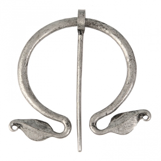 Picture of Viking Brooch Geometric Antique Silver Vintage 6.9cm x 5.6cm, 1 Piece