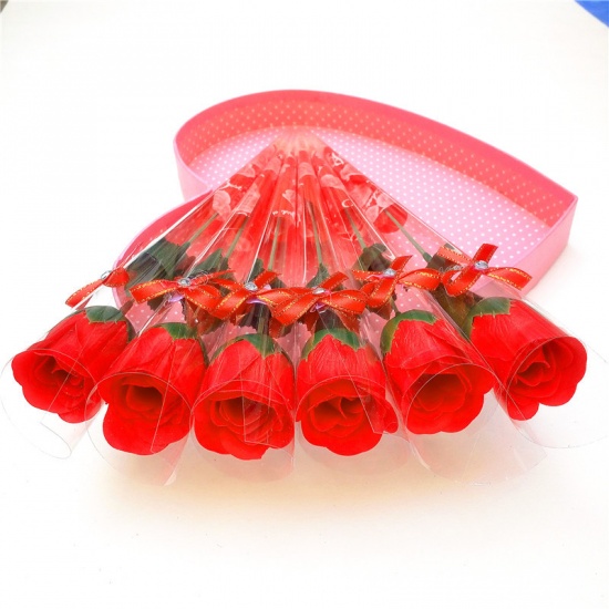 Picture of Soaps Rose Flower Home Decoration Red 4 PCs