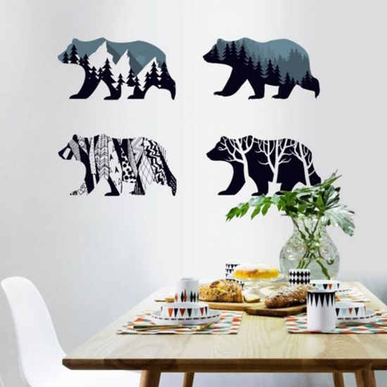 Picture of PVC Home Decor Wall Decal Sticker Gray Bear Animal 198cm(78") x 25.7cm(10 1/8"), 1 Piece
