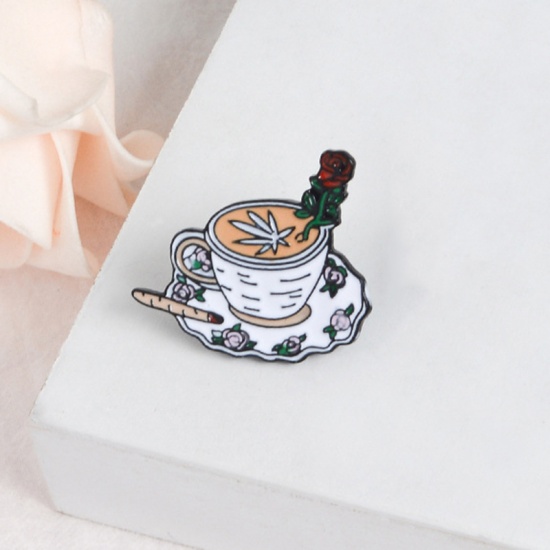 Picture of Pin Brooches Cup Rose Flower 30mm x 25mm, 1 Piece