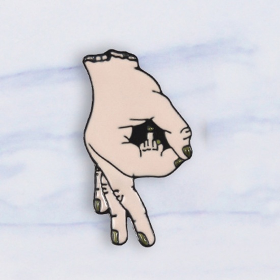 Picture of Pin Brooches " OK " Gesture 30mm x 18mm, 1 Piece