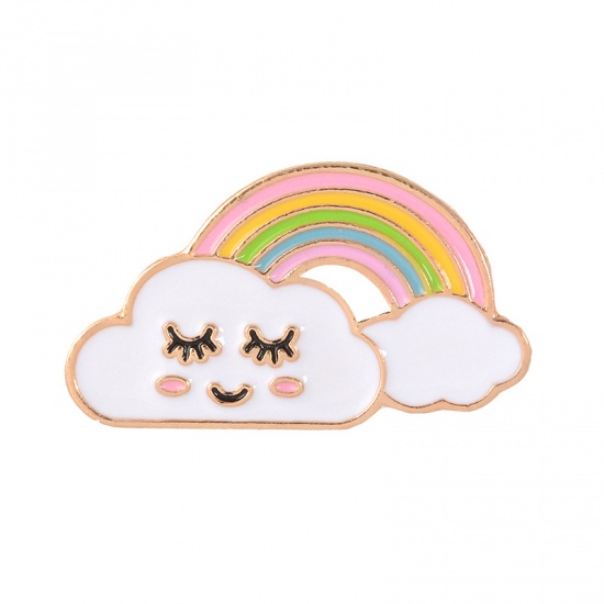 Picture of Pin Brooches Rainbow Cloud Multicolor 33mm x 18mm, 1 Piece