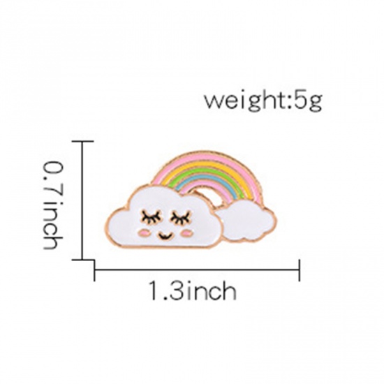 Picture of Pin Brooches Rainbow Cloud Multicolor 33mm x 18mm, 1 Piece