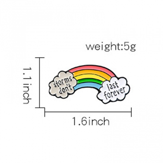 Picture of Pin Brooches Rainbow Cloud Multicolor 41mm x 28mm, 1 Piece