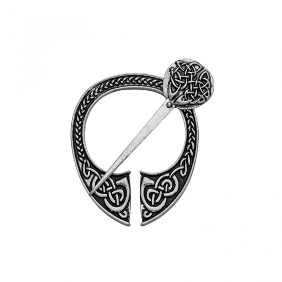 Picture of Viking Brooch Oval Antique Silver 38mm x 31mm, 1 Piece