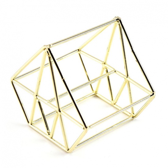 Picture of Titanium Steel Beauty Egg Shelf Storage Rack Diamond Shape Gold Plated 60mm x 54mm, 1 Piece