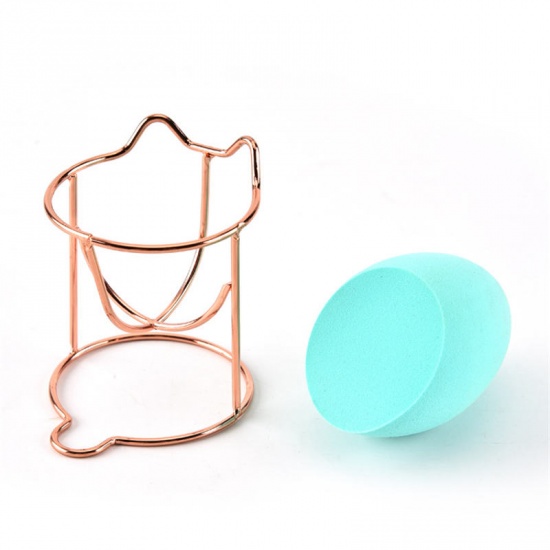 Picture of Titanium Steel Beauty Egg Shelf Storage Rack Cat Animal Rose Gold 60mm x 50mm, 1 Piece