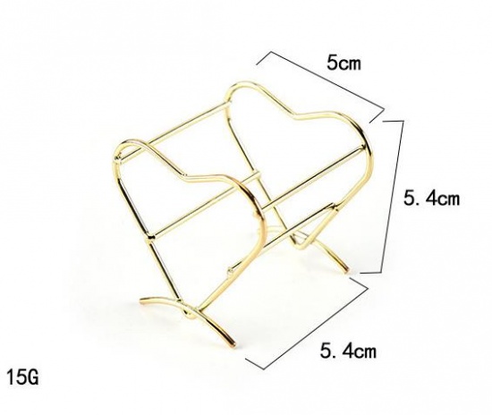 Picture of Titanium Steel Beauty Egg Shelf Storage Rack Heart Gold Plated 54mm x 50mm, 1 Piece