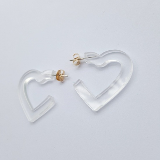 Bild von Acryl Ohrring Transparent Transparent Herz 30mm x 30mm , 1 Paar