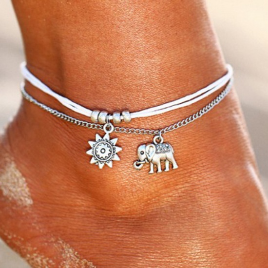 Picture of Anklet Antique Silver White Sun 22.5cm(8 7/8") long, 1 Piece