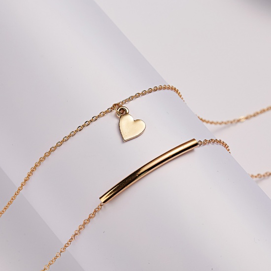 Picture of Multilayer Layered Necklace KC Gold Plated Heart 42cm(16 4/8") long, 1 Piece