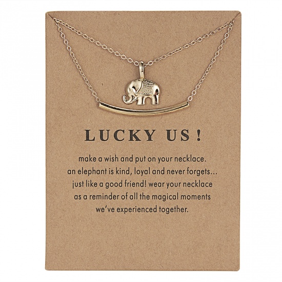 Picture of Multilayer Layered Necklace KC Gold Plated Elephant 42cm(16 4/8") long, 1 Piece