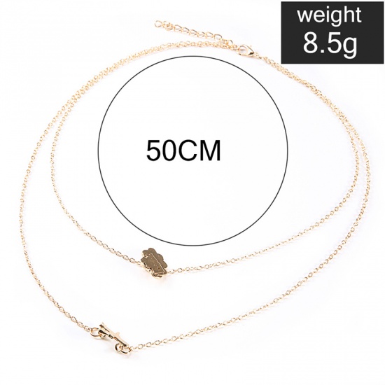 Picture of Multilayer Layered Necklace Gold Plated Cloud Airplane 50cm(19 5/8") long, 1 Piece