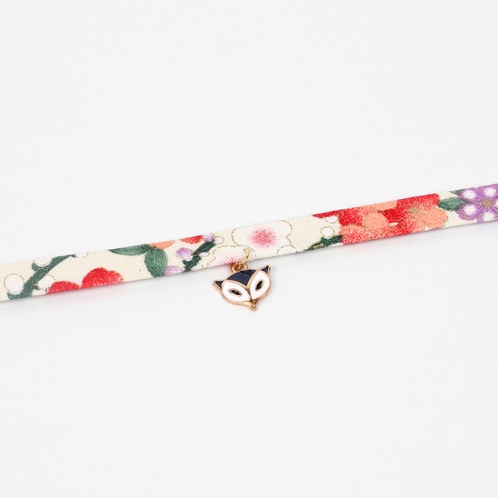 Picture of Fabric Choker Necklace Multicolor Fox Animal Flower Enamel 30cm(11 6/8") long, 1 Piece