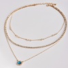 Picture of Multilayer Layered Necklace Gold Plated Blue Rectangle Clear Rhinestone 1 Piece