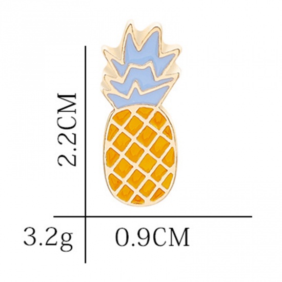 Picture of Pin Brooches Pineapple/ Ananas Fruit Yellow 22mm x 9mm, 1 Piece