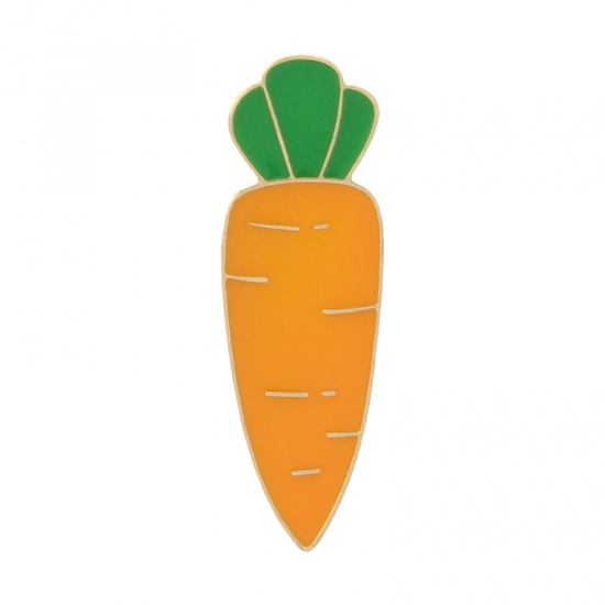 Picture of Pin Brooches Carrot Orange Enamel 33mm x 10mm, 1 Piece