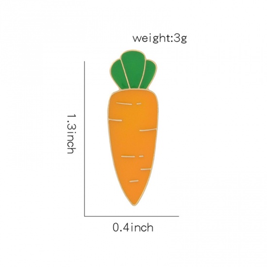 Изображение Основы для Брошей морковь Оранжевый С Эмалью 33мм x 10мм, 1 ШТ