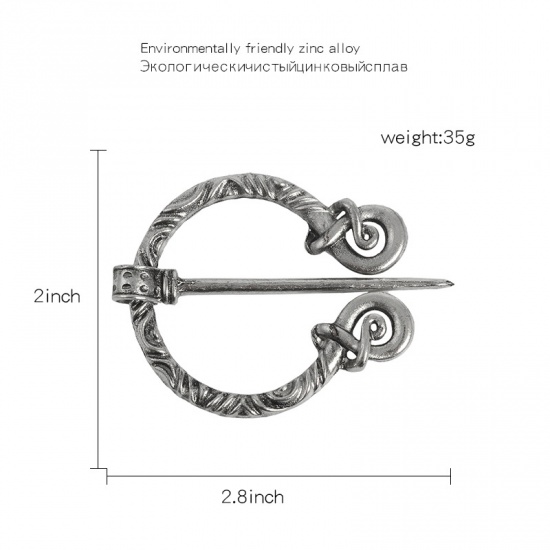 Picture of Viking Brooch Round Antique Pewter 71mm x 50mm, 1 Piece