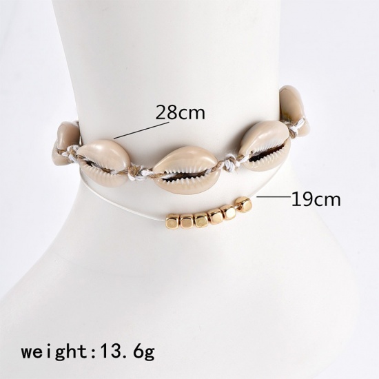 Picture of Ocean Jewelry Anklet Multicolor Shell 28cm(11") long 19cm(7 4/8") long, 1 Set ( 2 PCs/Set)